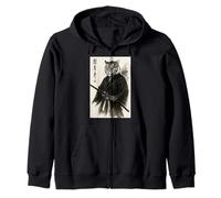 Japanese Ink Brush Art Bushido Warrior Samurai Bengal Tiger Zip Hoodie