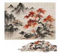 Japanese Ink Painting Landscape with Trees Jigsaw Puzzle, 300 Pieces | A hands-on home pastime - a simple way to organise the image at your own pace.