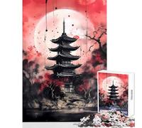 Japanese Ink Wash Art Puzzles for Teenagers 1000 Piece Support Memory Strength And Retention Gentle Calm Leisure Activity (50X75cm)