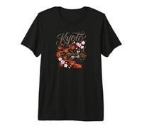 Japanese Inspired Art Elegant Bird & Floral Design Premium T-Shirt