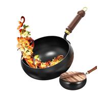 Japanese Iron Pan 28 cm - Forged Cast Iron - Without Coating, Suitable for Induction Cookers with Wooden Lid | Scratch-Resistant Frying Pan for Restaurant & Household (11 Inches, 2.1 kg)