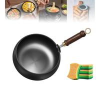 Japanese Iron Pan,Uncoated Iron Pan,Hand-Forged Non-Stick IronPan Without Coating,for Pots On Electric Stoves,Gas Stoves and Induction Cookers(No Lid, 28cm/11.02in)