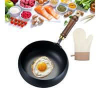 Japanese Iron Pan, Uncoated Non Stick Iron Pan for Cooking, 24/28/30cm Multiple Uses Cast Frying Pot, Hand Forged Big Belly Pot with Wooden Lid for Stoves, Induction Hobs (Without lid, 24cm)
