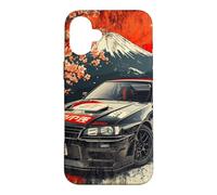 Japanese JDM Drift Race Car Sakura Blossom Rising Sun Case for iPhone 16 Plus