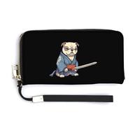 Japanese Judo Bulldog Samurai Womens Wristlet Wallet Leather Long Purse Card Holder Clutch Handbag
