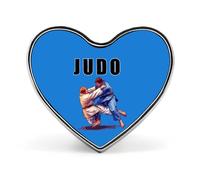 Japanese Judo Judoka Fighter Heart Shape Badge Button Pins Brooches