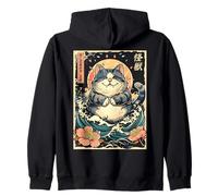 Japanese Kaiju Cat Neko Zilla Sea Wave, Men, Women , Kids Zip Hoodie