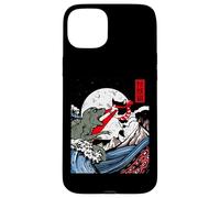 Japanese Kaiju Monster vs Laser Cat Eye Great Wave Red Sun Case for iPhone 15 Plus
