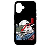 Japanese Kaiju Monster vs Laser Cat Eye Great Wave Red Sun Case for iPhone 16