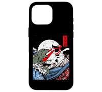 Japanese Kaiju Monster vs Laser Cat Eye Great Wave Red Sun Case for iPhone 16 Pro Max