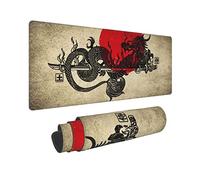 Japanese Kanagawa Great Wave White Clouds Vintage Dragon Mouse Pad XL Extended Desk Mat, Non Slip Rubber Base Stitched Edge Gaming Pc Desktop Large Mice Pad,31.5 X 11.8 Inch