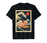 Japanese Kanagawa Surfing Axolotl Funny Ocean Wave Art T-Shirt