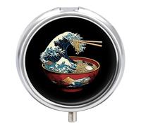 Japanese Kanagawa Wave Ramen Pill Box 3 Compartment Small Portable Medicine Case Pill Organizer for Pocket Purse