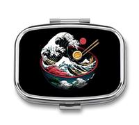 Japanese Kanagawa Wave Ramen Travel Pill Organizer 2 Compartments Pill Case Pill Box Containers for Purse Pocket