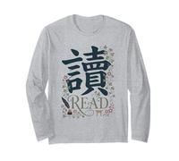 Japanese Kanji Aesthetic | Book Lover Reading Librarian Long Sleeve T-Shirt