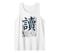 Japanese Kanji Aesthetic | Book Lover Reading Librarian Tank Top