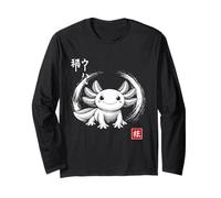 Japanese Kanji Kawaii with an Axolotl in a Circle Enso Long Sleeve T-Shirt