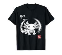 Japanese Kanji Kawaii with an Axolotl in a Circle Enso T-Shirt