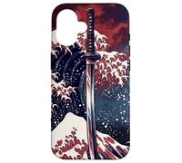 Japanese Katana Sword Ocean Wave Samurai Aesthetic Case for iPhone 16