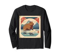 Japanese Kawaii Capybara Swimming Cute Japan Flower Anime Long Sleeve T-Shirt