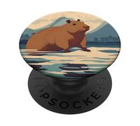 Japanese Kawaii Capybara Swimming Cute Japan Flower Anime PopSockets Adhesive PopGrip