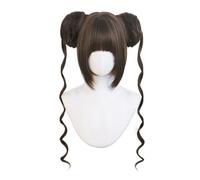 Japanese Kawaii Lolita Wig Double Bun Wigs Short Straight Hair Synthetic Fiber Wigs for Women (Cool Brown)