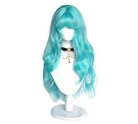 Japanese Kawaii Lolita Wig Long Curly Wig with Bangs Synthetic Fiber Wigs Daily Party Wigs 23in (Blue Green)