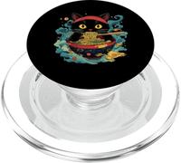 Japanese Kawaii Ramen Cat Eating Noodles Kitty Cat Mom & Dad PopSockets PopGrip for MagSafe