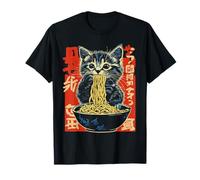 Japanese Kawaii Ramen Cat Eating Noodles Kitty Cat Mom & Dad T-Shirt