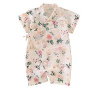 Japanese Kimono Baby Thobe Cotton Infant Linen Romper 12 Months Flowers