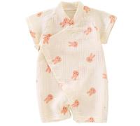 Japanese Kimono Baby Thobe Cotton Infant Linen Romper 3-6 Months Rabbit