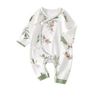 Japanese Kimono Romper Baby Grow Cotton Long Sleeve Baby Sleepsuits with Mitten Cuffs 0-3M Plums