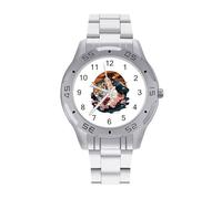 Japanese Kimono Tiger Cherry Flowers Business Watches for Men Stainless Steel Strap Watch Casual Wrists Accessories Boyfriend Father Gift