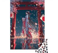 Japanese Kimono Woman Jigsaw Puzzles Puzzles for Adults Kids. 1000 Piece Impossible Challenge Toy Educational Game Home Decoration for Educational Games Gifts 38x26cm/1000pcs