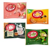 Japanese Kit-Kat Mini Bars - Imported Japanese Chocolate Sweets Candy Snacks Gift Box - Treats for Kids, Women & Men Gift Set (4, 4 ssorted Flavour - Orange, Milk Tea, Matcha & Strawberry)