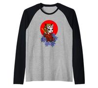 Japanese Kitsune Cat Girl - Aesthetic Edgy Streetwear Raglan Baseball Tee