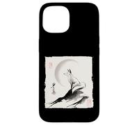 Japanese Kitsune Fox and Moon Vintage Zen Spiritual Gift Case for iPhone 15