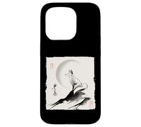 Japanese Kitsune Fox and Moon Vintage Zen Spiritual Gift Case for iPhone 15 Pro