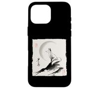 Japanese Kitsune Fox and Moon Vintage Zen Spiritual Gift Case for iPhone 16 Pro Max