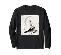 Japanese Kitsune Fox and Moon Vintage Zen Spiritual Gift Long Sleeve T-Shirt