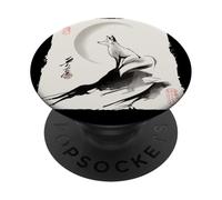 Japanese Kitsune Fox and Moon Vintage Zen Spiritual Gift PopSockets Adhesive PopGrip