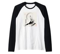 Japanese Kitsune Fox and Moon Vintage Zen Spiritual Gift Raglan Baseball Tee