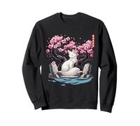 Japanese Kitsune Yokai White Fox Ghost Ukiyo E Sakura Sweatshirt