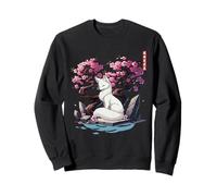 Japanese Kitsune Yokai White Fox Ghost Ukiyo E Sakura Sweatshirt