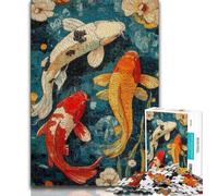 Japanese Koi 1000 Piece Jigsaw Puzzles for Teenagers,Educational Games Home Decoration Suitable for Desktop Decoration 50x75cm