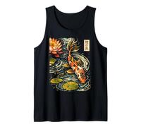 Japanese Koi Fish Lotus Pond Art Illustration Tank Top