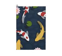 (Japanese Koi Fish Pond_14241) Golf Towel Funny Printed Cristmas Gift for Men Women Husband Dad Mom Birthday Golfers Fan