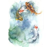 Japanese Koi Fish Pond Art Print Canvas Premium Wall Decor Poster