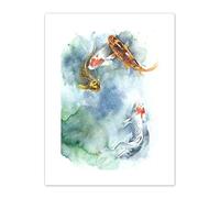 Japanese Koi Fish Pond Art Print Canvas Premium Wall Decor Poster