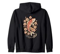 Japanese Koi Fish Sakura Art Zip Hoodie